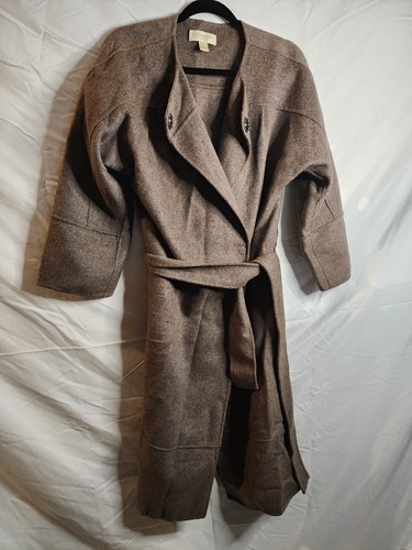Liz Claiborne Women's Long Angora Wool Gray Coat Size Medium - Picture 3 of 8