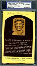 Harry Hooper PSA DNA Coa Signed Gold Hall of Fame Plaque Postcard Autograph
