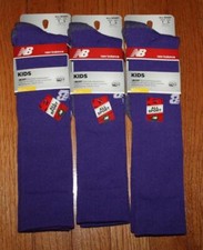 3x KIDS New Balance All Sport Stability Fit Support Over Calf Socks PURPLE 7N