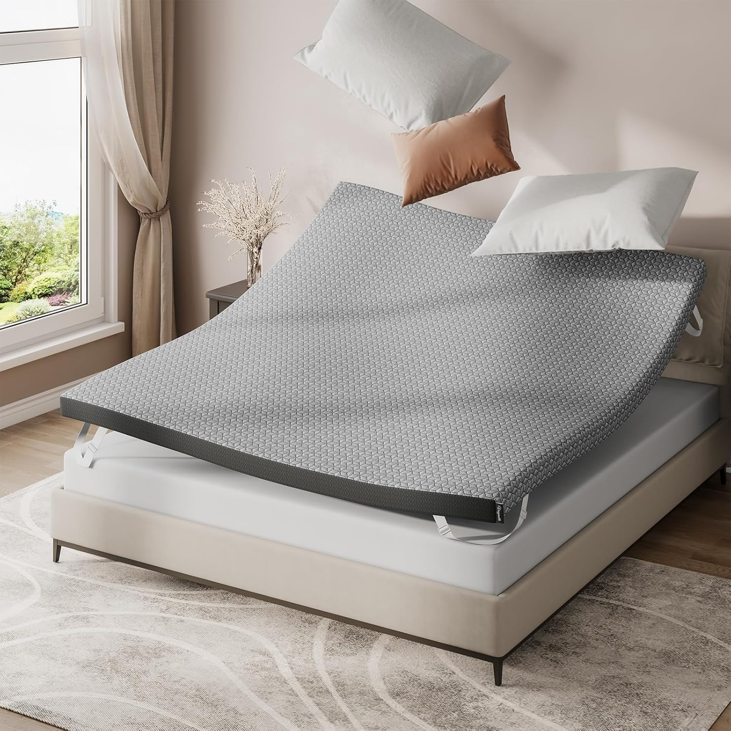 Mattress Topper Twin, 3 Inch Memory Foam Mattress Topper,Certipur-Us Gel Certifi-image
