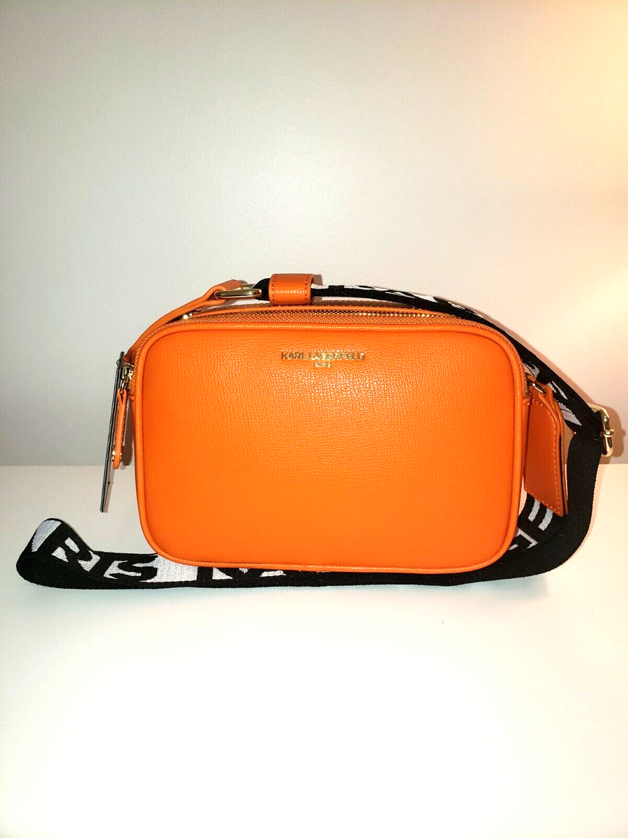 NEW Karl Lagerfeld Paris Purse Orange Ginger Crossbody Camera Bag