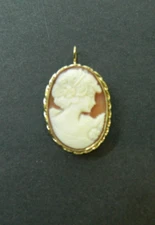 Vintage Bojar 14K Gold Filled Carved Grecian Cameo Brooch Pendant