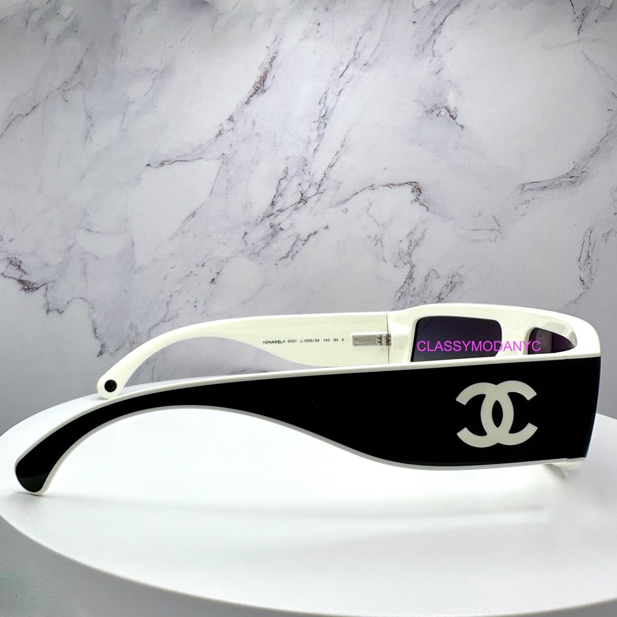 CHANEL Sunglasses Black CH6057 1656/S6 Wrap White CC Gradient Lens