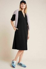 Anthropologie Velvet by Graham & Spencer Allura Dress Black Cotton Jersey XS NWT