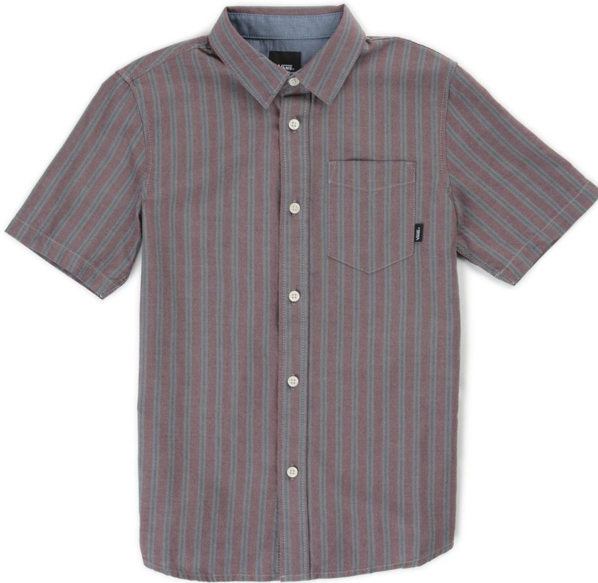 Vans HOUSER Boys Youth Button Front Shirt Medium Port Royale Stripe NEW