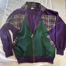 Vintage USA Made Southern Lady Lightweight Windbreaker Sz. Small Purple Plaid