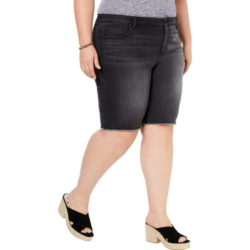 Style & Co Plus Size Cut Off Bermuda Shorts - Black Smudge - 18W