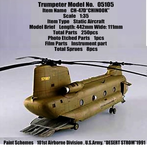 KIT MODELLINO ELICOTTERO TROMBETTIERE 05105 1/35 BOEING CH-46D CHINOOK - Foto 3 di 9
