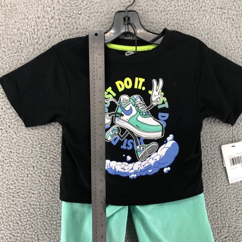 Nike Girls Best Foot Forward Wide Leg Pants Set Black Green Size 5 - Picture 8 of 14