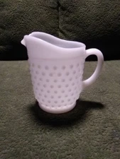 Vintage ANCHOR HOCKING 5 1/4” Hobnail Milk Glass Pitcher  White