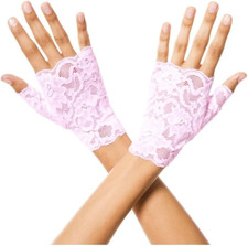 Music Legs Lace Fingerless Gloves Pink
