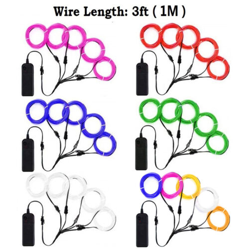 LED EL Wire Neon Glow String Strip Light Rope Controller Car Decor Dance Party - Picture 12 of 12