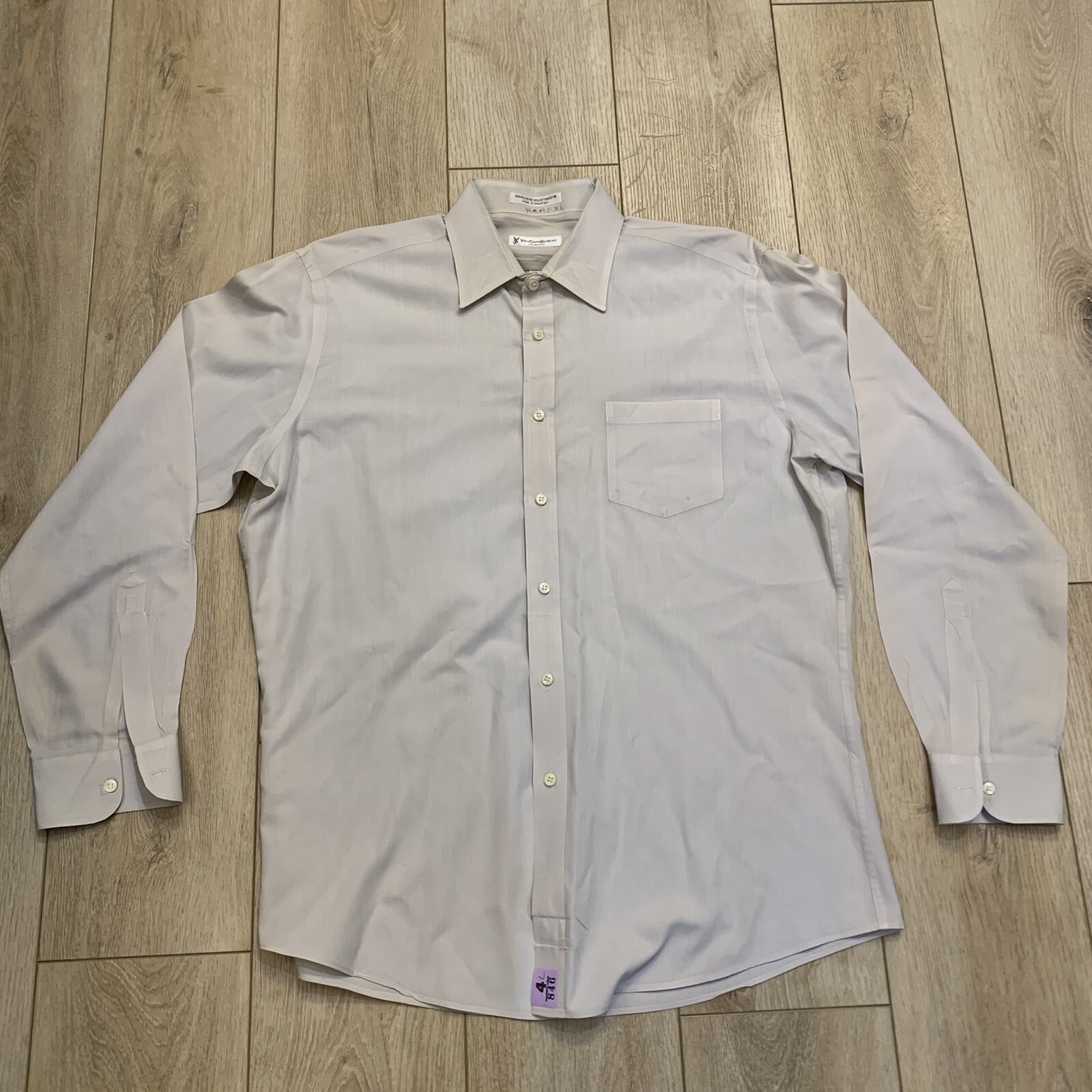 Camicia VINTAGE Yves Saint Laurent da uomo 17 34 35 manica lunga grigia