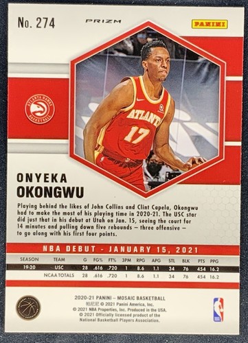 2020-21 Mosaic Onyeka Okongwu GENESIS NBA Debut RC PRIZM SSP Hawks - Picture 2 of 2