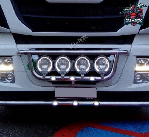For MERCEDES ACTROS MP4 CHROME BULL BAR GRILL SPOTLIGHT BAR LIGHT 2011-2024 LED - Picture 7 of 9