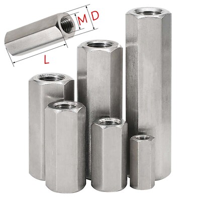 Right & Left Threaded Hex Connection Nuts Hexagon Connector Connecting Long Nut