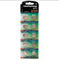PE Dantona ValuePaq Energy AG10 Alkaline Button Cell Batteries, 10 Pack