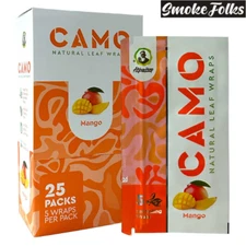 CAMO Self-Rolling Natural Leaf Wraps 125mm wraps - MANGO Flavor (Full Box)