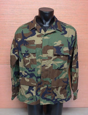 US Military Issue Woodland BDU Camouflage Combat Jacket Coat Size Large Short