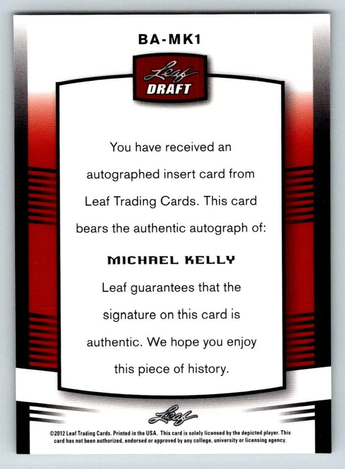 2012 Leaf Metal Draft #MK1 Michael Kelly (ref 210306) - Image 2 of 2