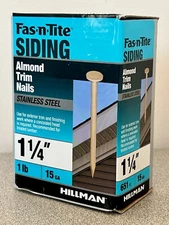 Hillman Fas-N-Tite-Almond 1 1/4" STAINLESS STEEL Trim Nails-15-Gauge-1LB Box