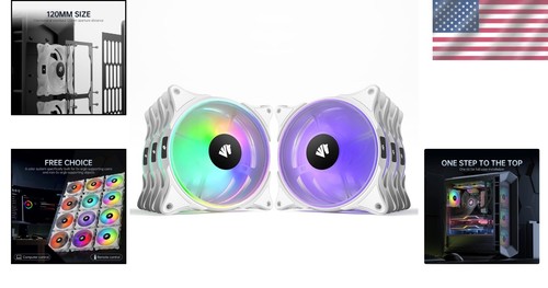Vibrant 120mm ARGB Case Fans with Double LED Loops - Silent Cooling Pack of 6 - Afbeelding 2 van 11