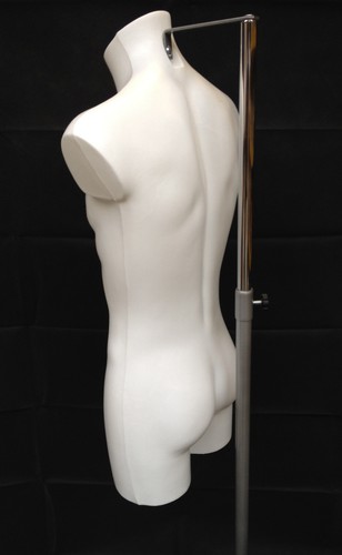 Maniquí de exhibición masculina con soporte ajustable ropa deportiva torso busto blanco - Imagen 2 de 4