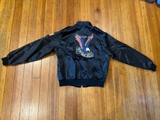 VTG Snap On Tools Unlined Jacket USA Made Black Satin Look Unisex L Swingster