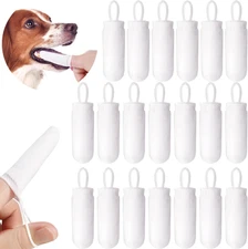Chunful 20 Pcs Microfiber Fingerbrush for Dogs Soft Finger Toothbrush Pet Dental