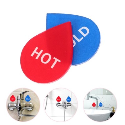 6 Pairs Self Stick Hot And Cold Water Signs Acrylic Label For Faucet Fixtures