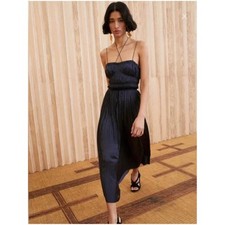 NWT Ulla Johnson Naveah Pleated Halter Midi Dress | Size L | Silk Blend