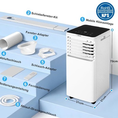 Smarte Mobile Klimaanlage | Schnell effizient | 7000-9000 BTU | 24h Timer RoHS