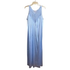 Vinatge USA Vassarette Nylon Lace Nightgown Women's Size Small Blue Full Length