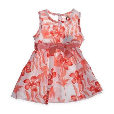 Kleid, Größe: 86, Weiß/Orange, Polyester, Blumen, Mädchen #Ls8