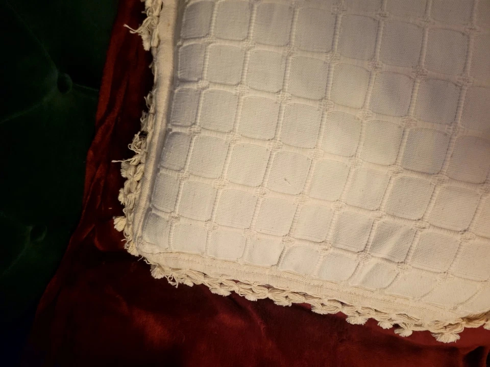 Almohada con flecos de arpillera de 20" en Tlt usada como decoración solo de hogar transparente y limpio 5 disponibles Foto 4 de 4