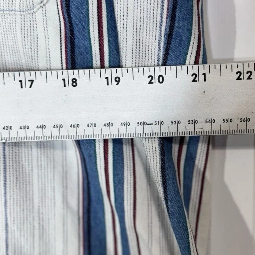 Vintage Wrangler 16x34 Western Shirt X-Long Tails Striped Denim Yoke L Cowboy - Image 4 of 4