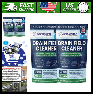 Dr Pooper Drain Field Cleaner Tablets 2-Pack for Septic Tanks & Odors