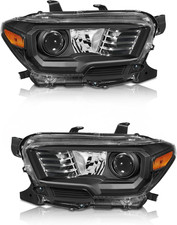 For 2016-2022 Toyota Tacoma Headlights Assembly Only Black Housing Amber Reflect