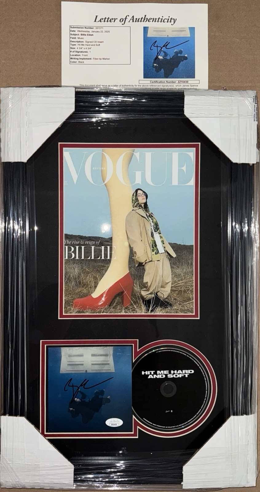 Billie Eilish Signed Framed Hit Me Hard And Soft CD JSA LOA Ocean