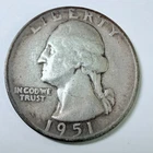 1951 D Washington Silver Quarter 90% Silver Circulated Coin #5739