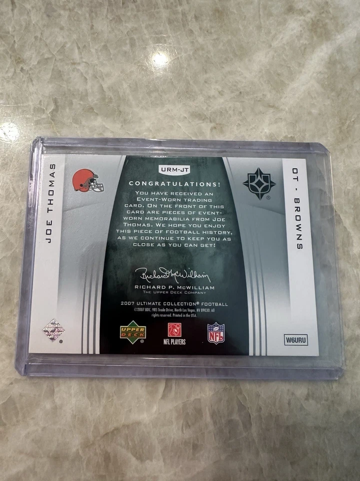 2007 Upper Deck #URM-JT Joe Thomas Ultimate Material Rookie Patches 73 OT Browns - Image 4 of 4
