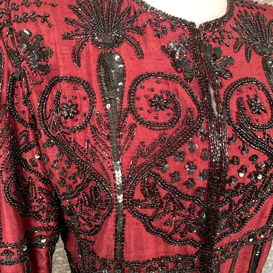 Vintage Laurence Kazar Sequin Beaded Jacket Blazer Cocktail Party Women's Large - Image 4 of 4