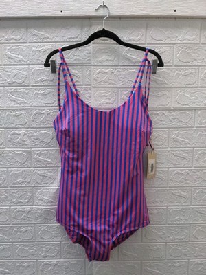 New Albion The Natalie One-Piece Swimsuit In Berry Stripe Sz L