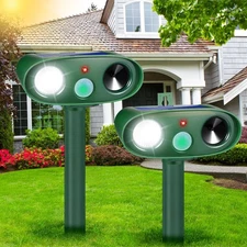 2025 2Pack Cat Repellent Outdoor Ultrasonic Animal Repellent Solar Animal Rep...