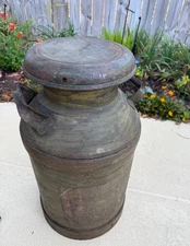 Antiqued 10-Gallon Dairy Milk Can – 24” Tall – Original Early 20th Century Can