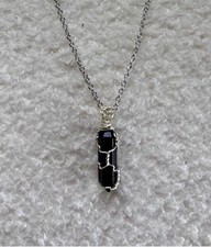 hand wire wrapped crystal pendant necklace with 16inch silver plated chain    