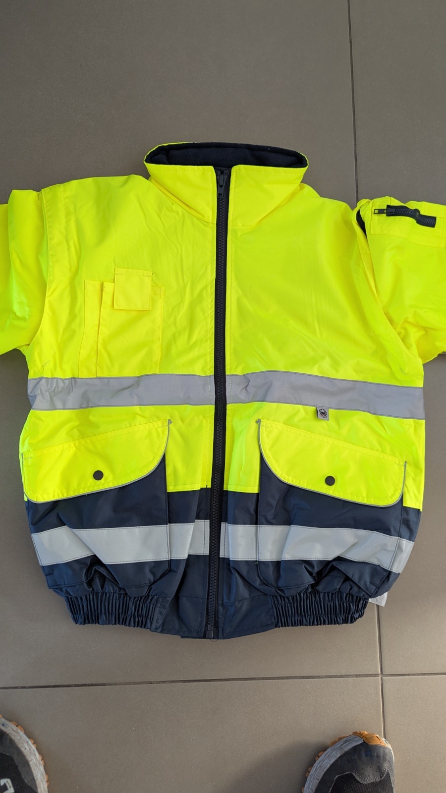 B-Seen Hi Vis Waterproof Bomber Jacket SY/NAV – Size Large – EN20471 image 4