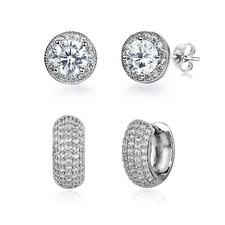 2 Pair Earrings Set for Multiple Piercing, Huggie Small Hoop Earrings for Women