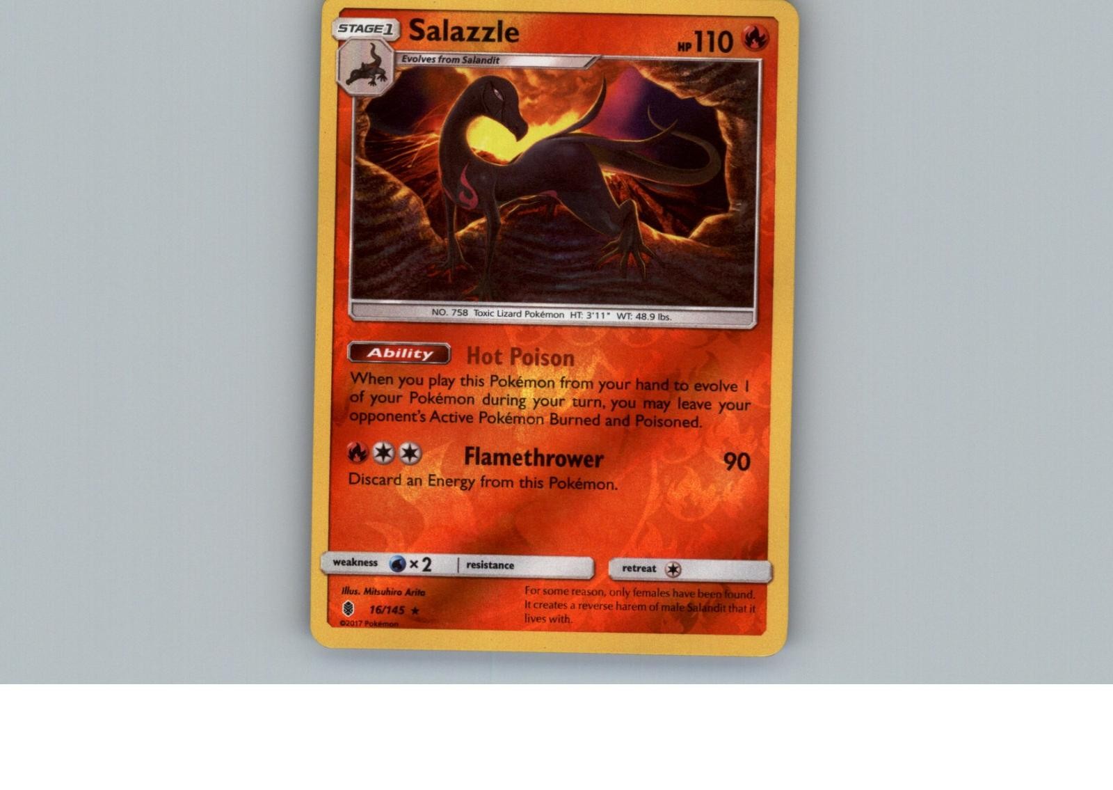 Salazzle 16/145 Rare Guardians Rising Pokemon Reverse Holo Near Mint