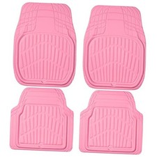 4 Piece Leather Car Floor Mats -3D Cute Girly Waterproof All Weather All Pink